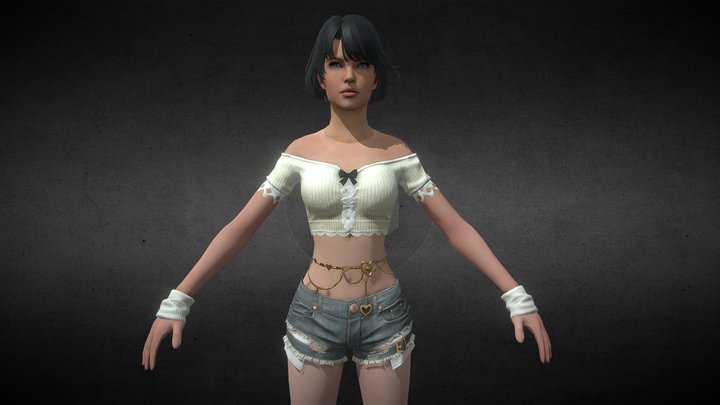 Game of Peace Pubg Girl Outfit Cute 3D Model