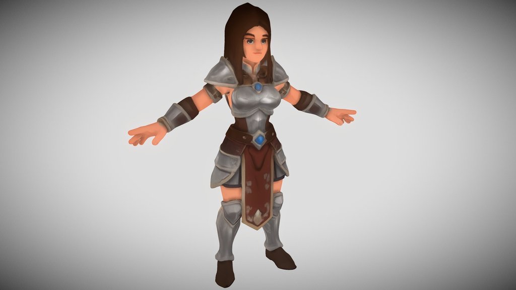 Lowpoly Handpainted Woman Knight