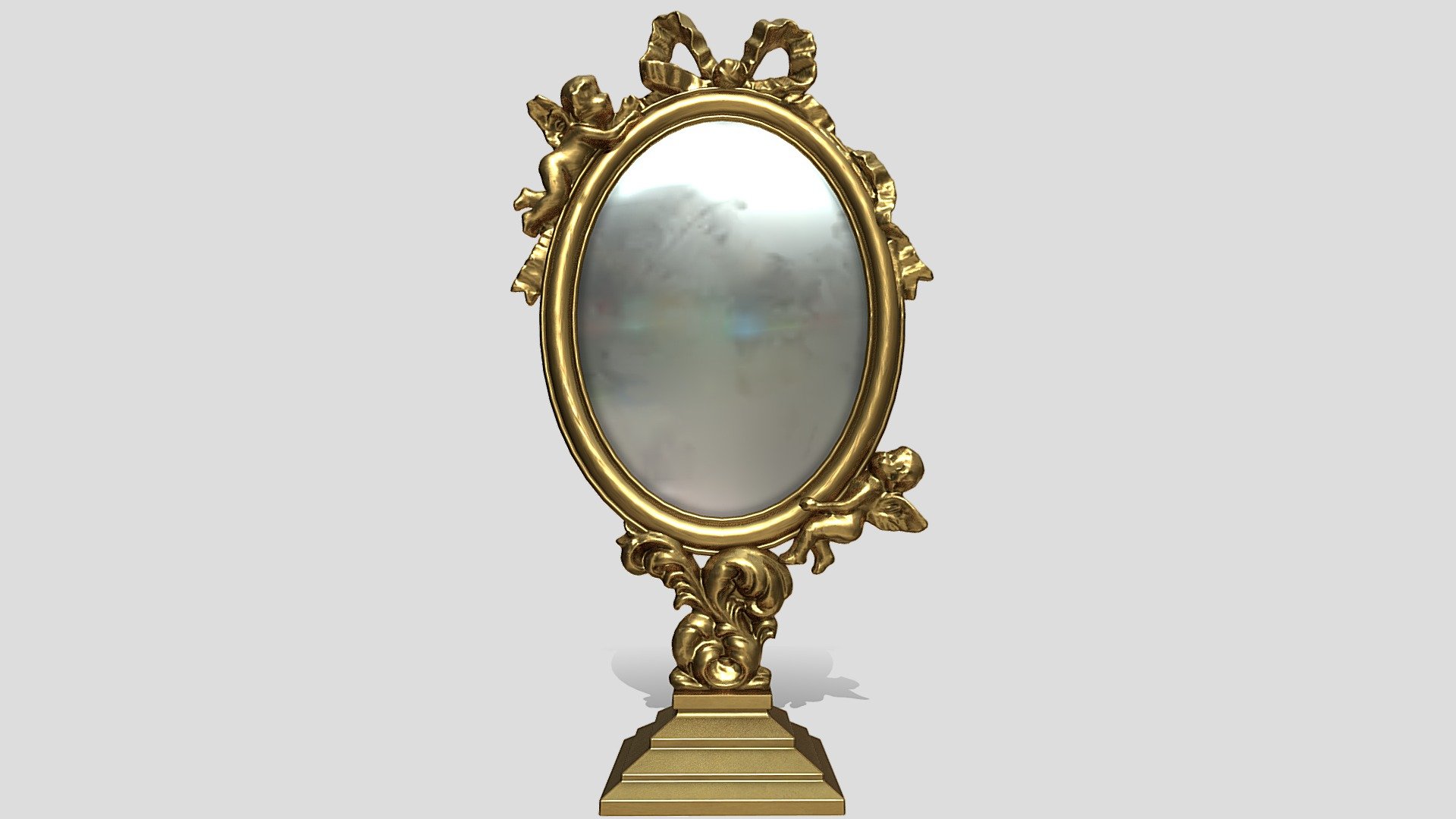 Ornate Filigree Cherub Tabletop Mirror Download Free 3D model by