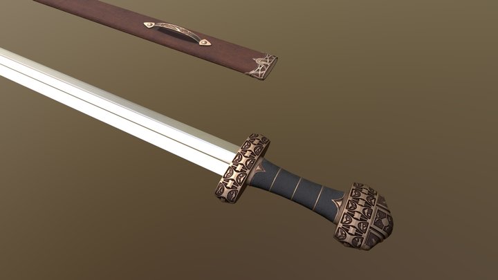 Viking Sword with Sheath - PBR Low-Poly Model 3D Model
