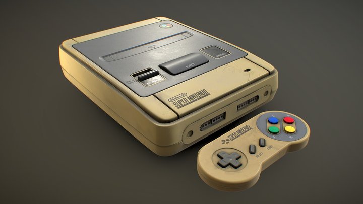 Old Super Nintendo Console 3D Model