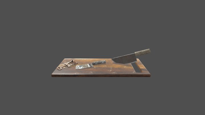 knifes and cutting board 3D Model