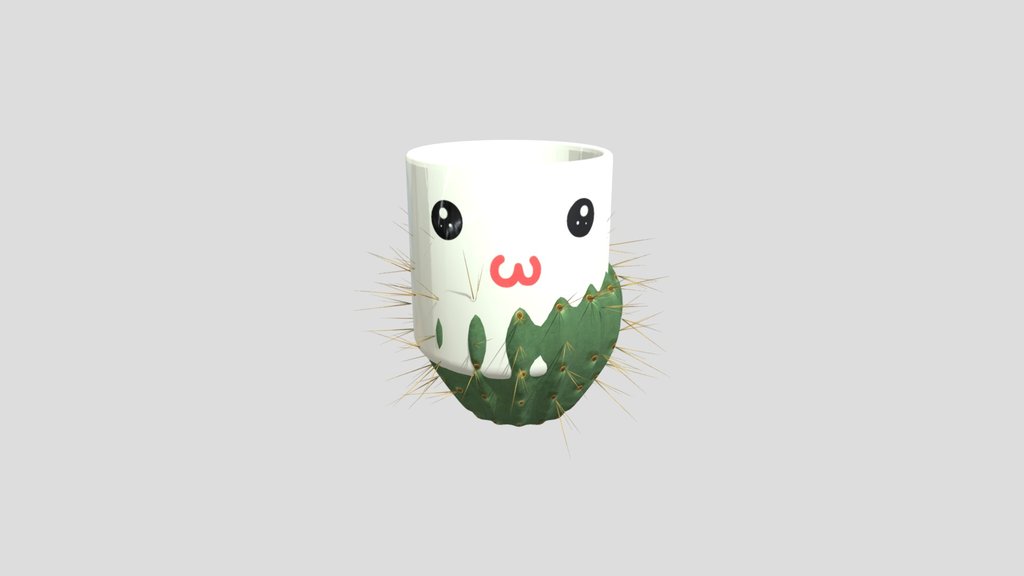 Cactus In Cute Owo Emoji Pot