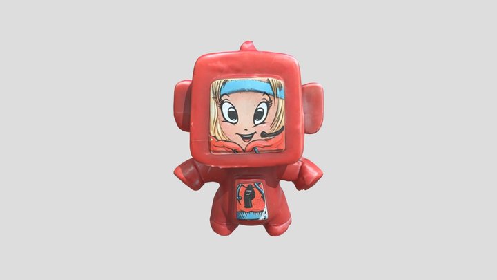 Meshy_AI_ Red_TV_ Head 3D Model