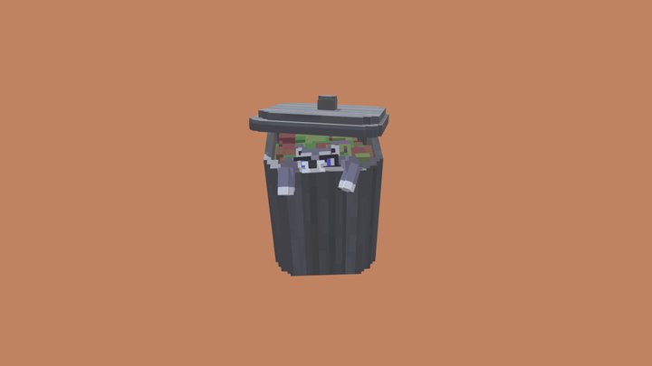 Racoon in a trashcan 3D Model