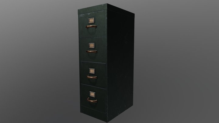 Retro File Cabinet 3D Model
