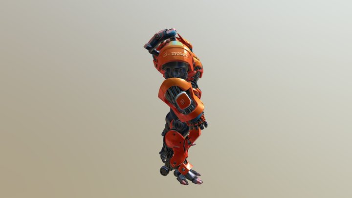 Orange Robot 3D Model