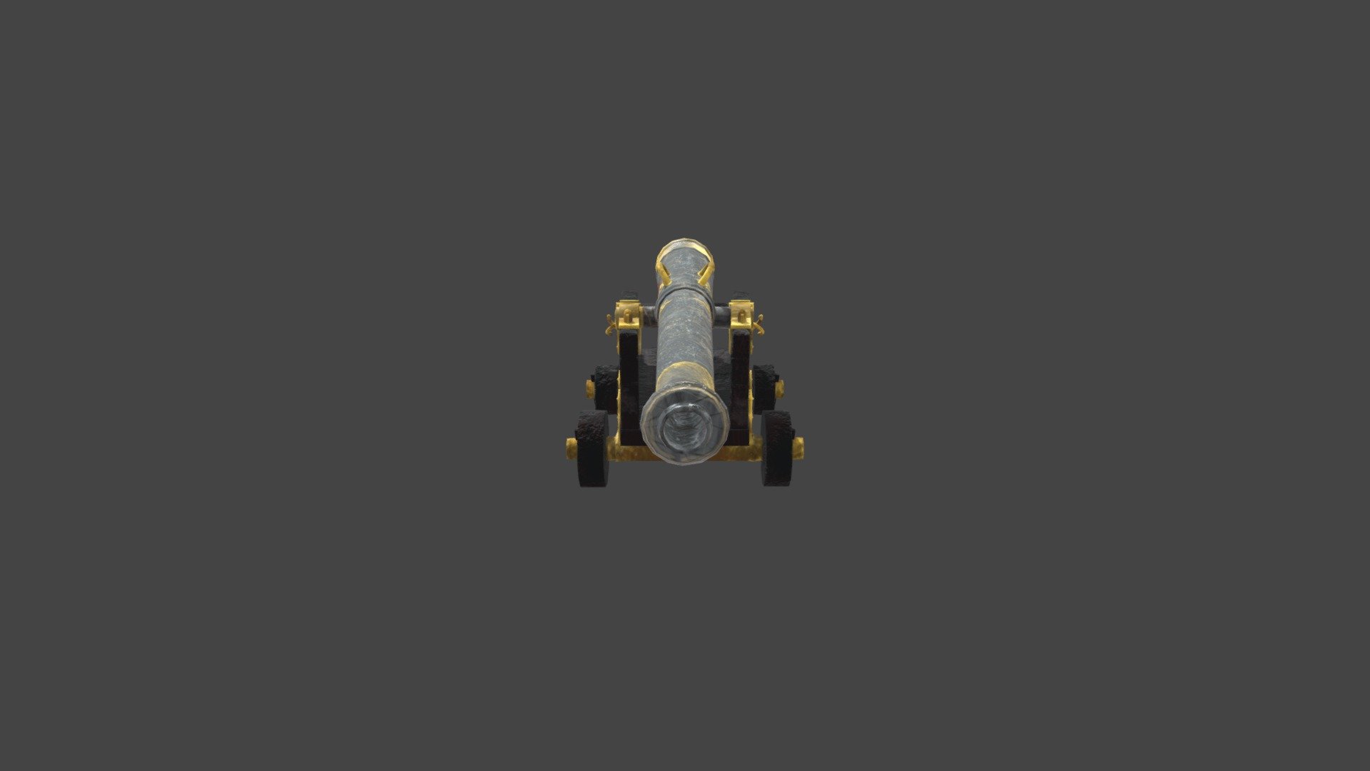 Decorative Marble Cannon with Wood Base