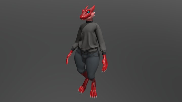 Unity Ready Red Kobold Sweater 3D Model