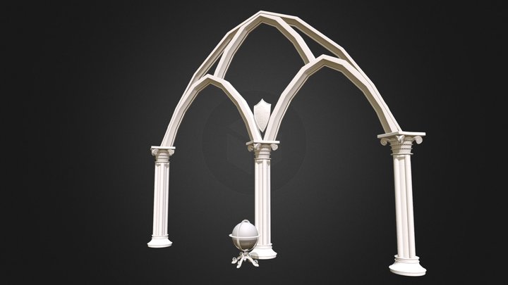 Columns with arcs and decoration 3D Model