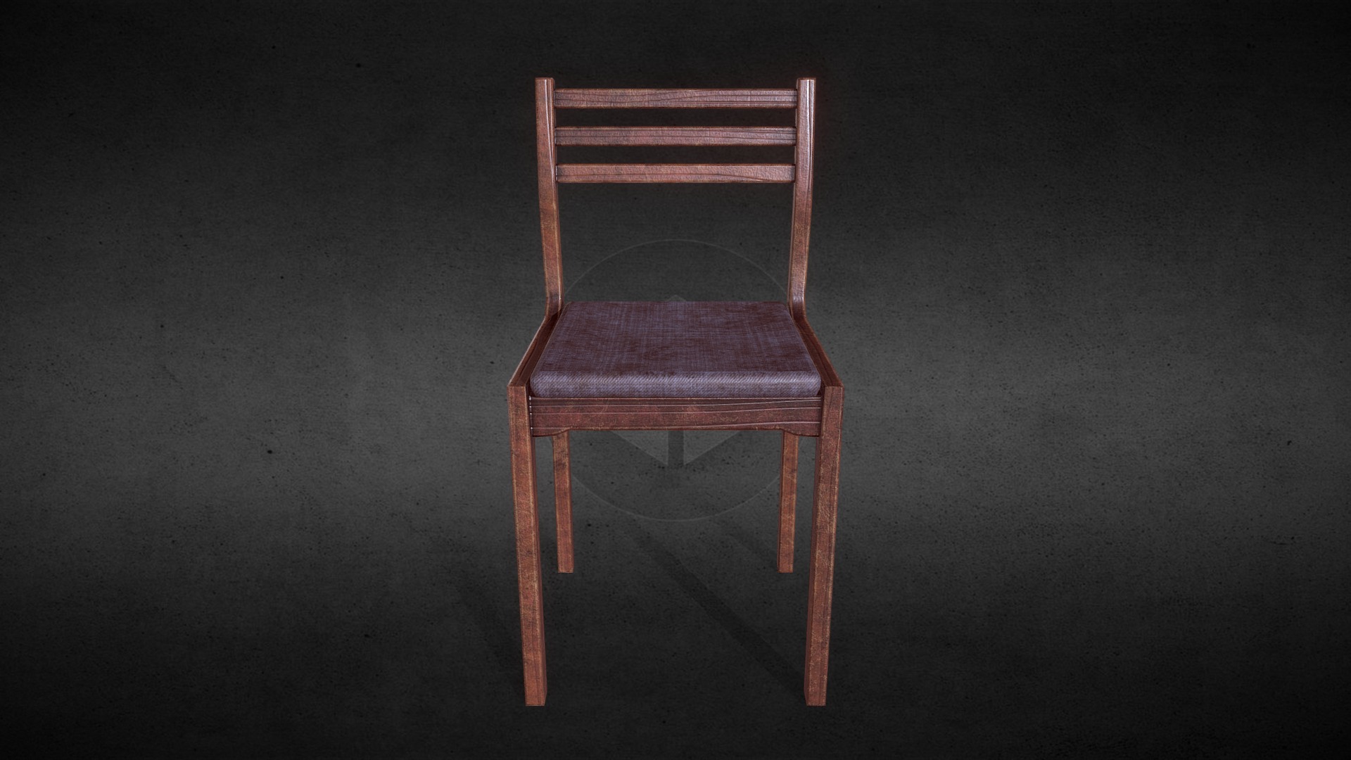 3D model Old chair - This is a 3D model of the Old chair. The 3D model is about a chair on a carpet.