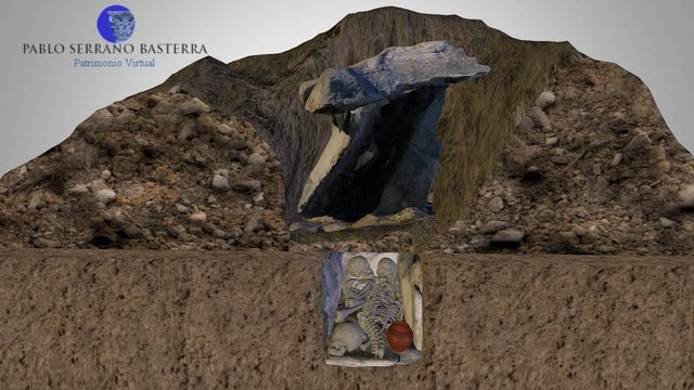 Recreación de dolmen, túmulo y fosa funeraria 3D Model
