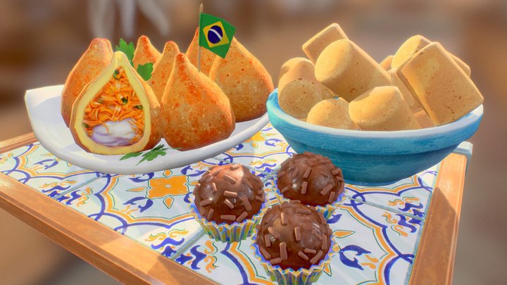 Low Poly Brazilian Food 3D Model