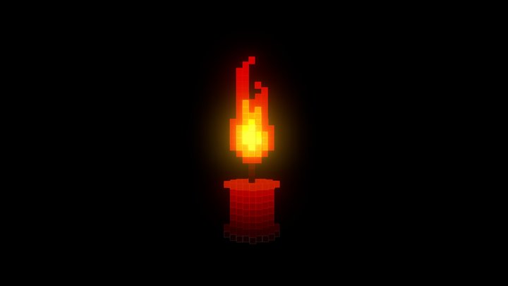 Voxel Lighted Candle 3D Model