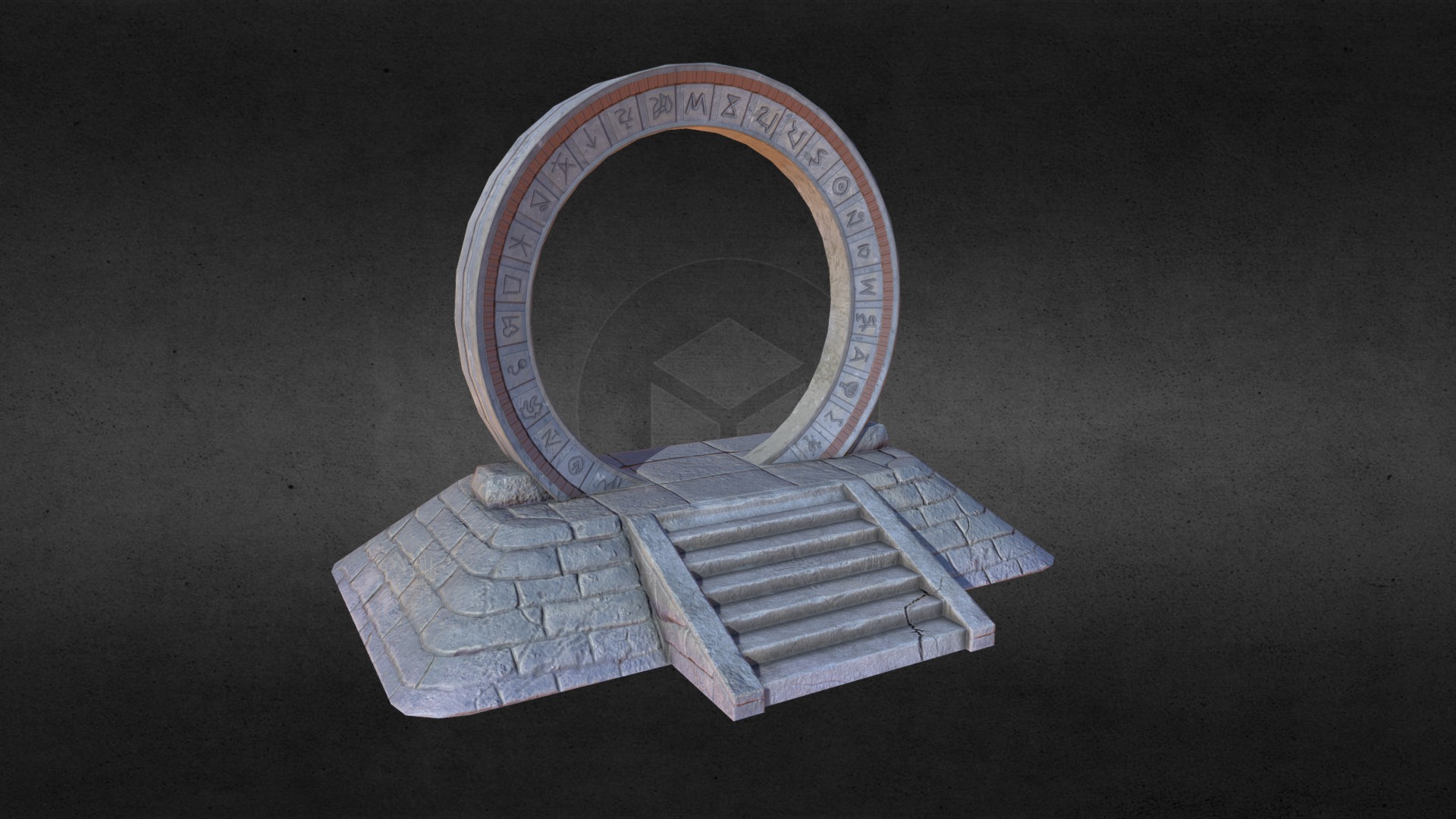 3D model Stone Gateway - This is a 3D model of the Stone Gateway. The 3D model is about a metal object with a design on it.