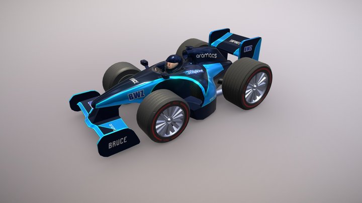 F1 Car Simple Stylized 3D Model