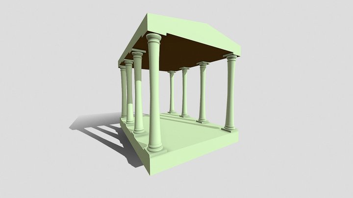 Doric Pillars Holding a Building Together 3D Model