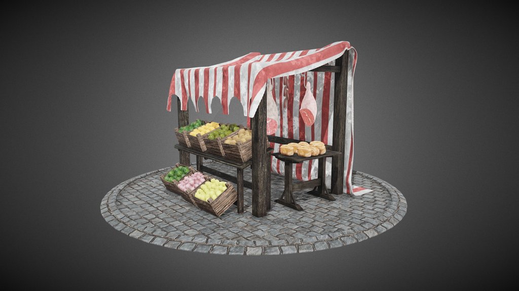 Low Poly Market Stall — Game-Ready Asset