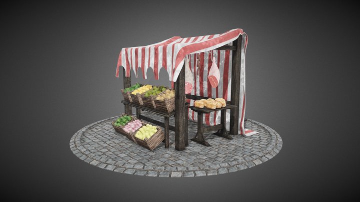 Low Poly Market Stall — Game-Ready Asset – Modello 3D gratuito STL