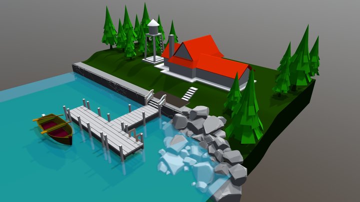 Lake house scene (ver. 03) 3D Model