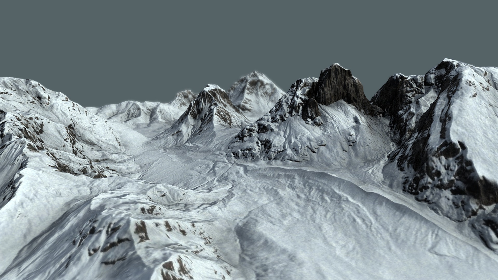 3D model Land of the Ice and Snow - This is a 3D model of the Land of the Ice and Snow. The 3D model is about a mountain range covered in snow.