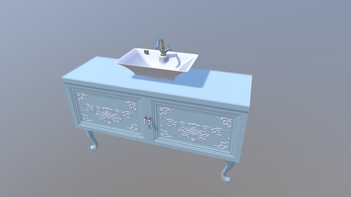 Washbasin Sokan 60 with furniture 3D Model