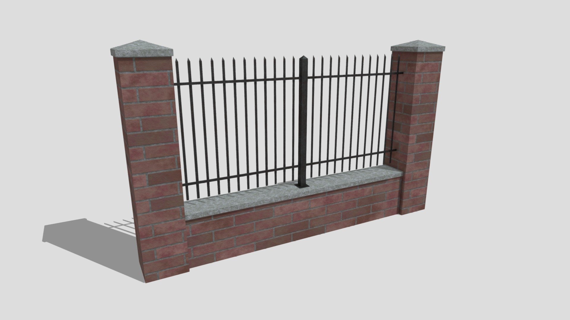 Simple Bricks And Steel Fence - Download Free 3D Model By Zbrojmistrz ...