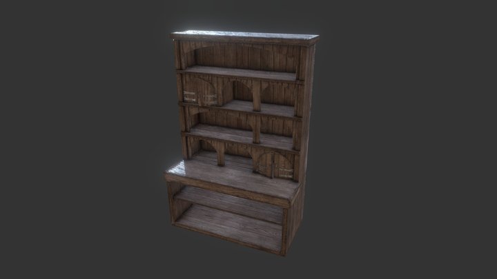 Medieval Arched Wooden Dresser 3D Model