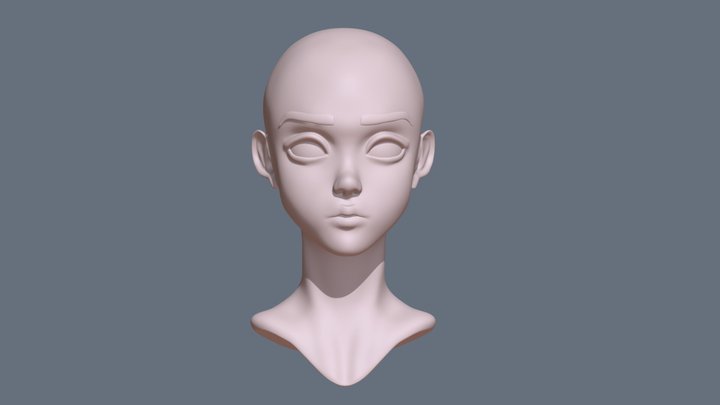 Stylized female face 3D Model