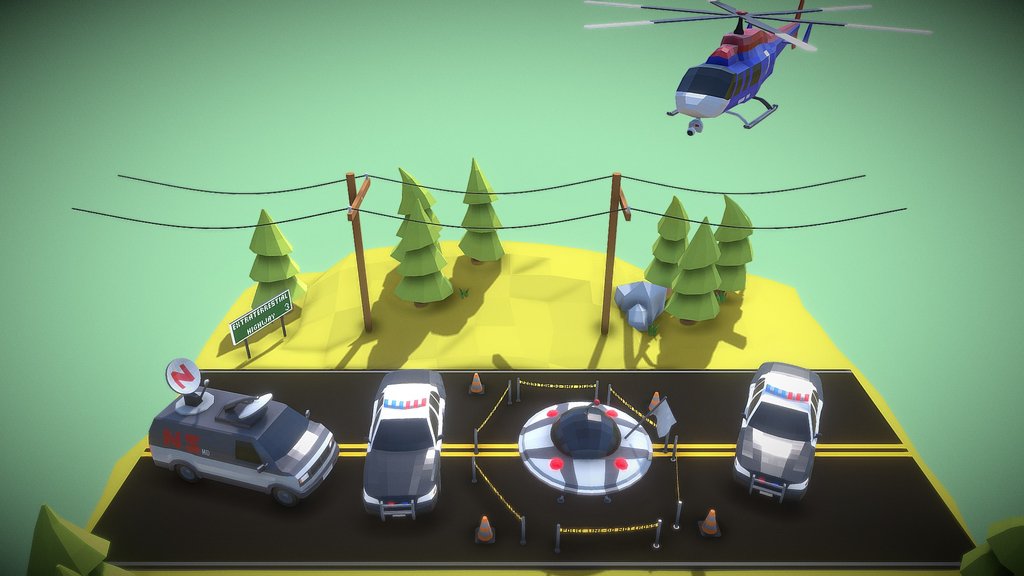 Low Poly UFO Scene
