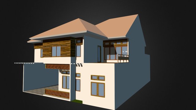 Rumah Tinggal Tropis 2 Lantai 3D Model
