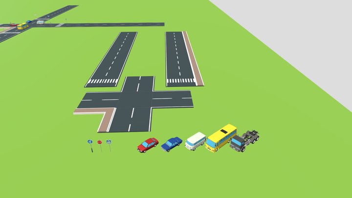 free_Ukraine_road_roadsign_cars 3D Model