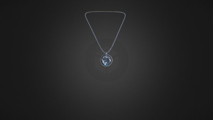 Medallion Necklace Geralt of Rivia Wolf 3D Model