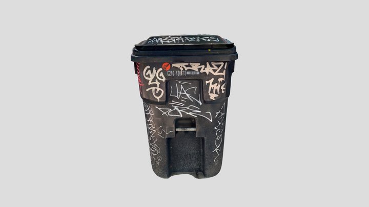 Graffiti Covered Garbage Bin 3D Model