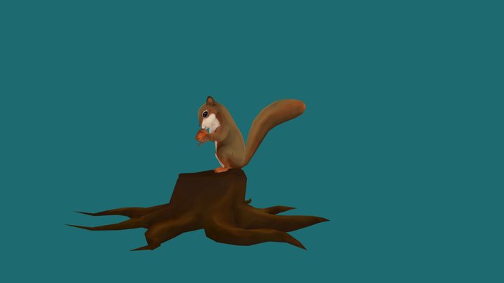 Squirrel eats an Acorn 3D Model