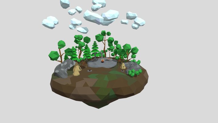 Mystical Flying Island 3D Model