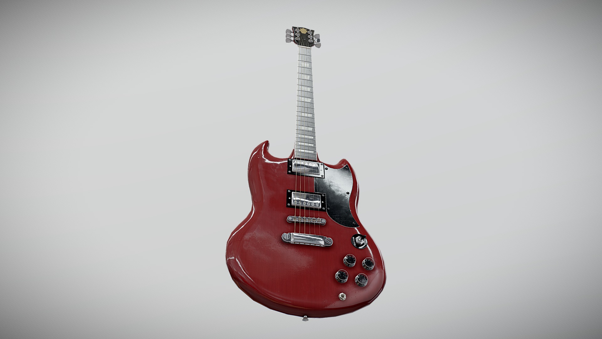 3D model SG Electric Guitar - This is a 3D model of the SG Electric Guitar. The 3D model is about a red electric guitar.