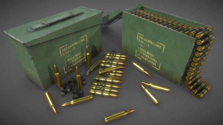 Game Art: Rifle Ammunition Box 5.56 3D Model