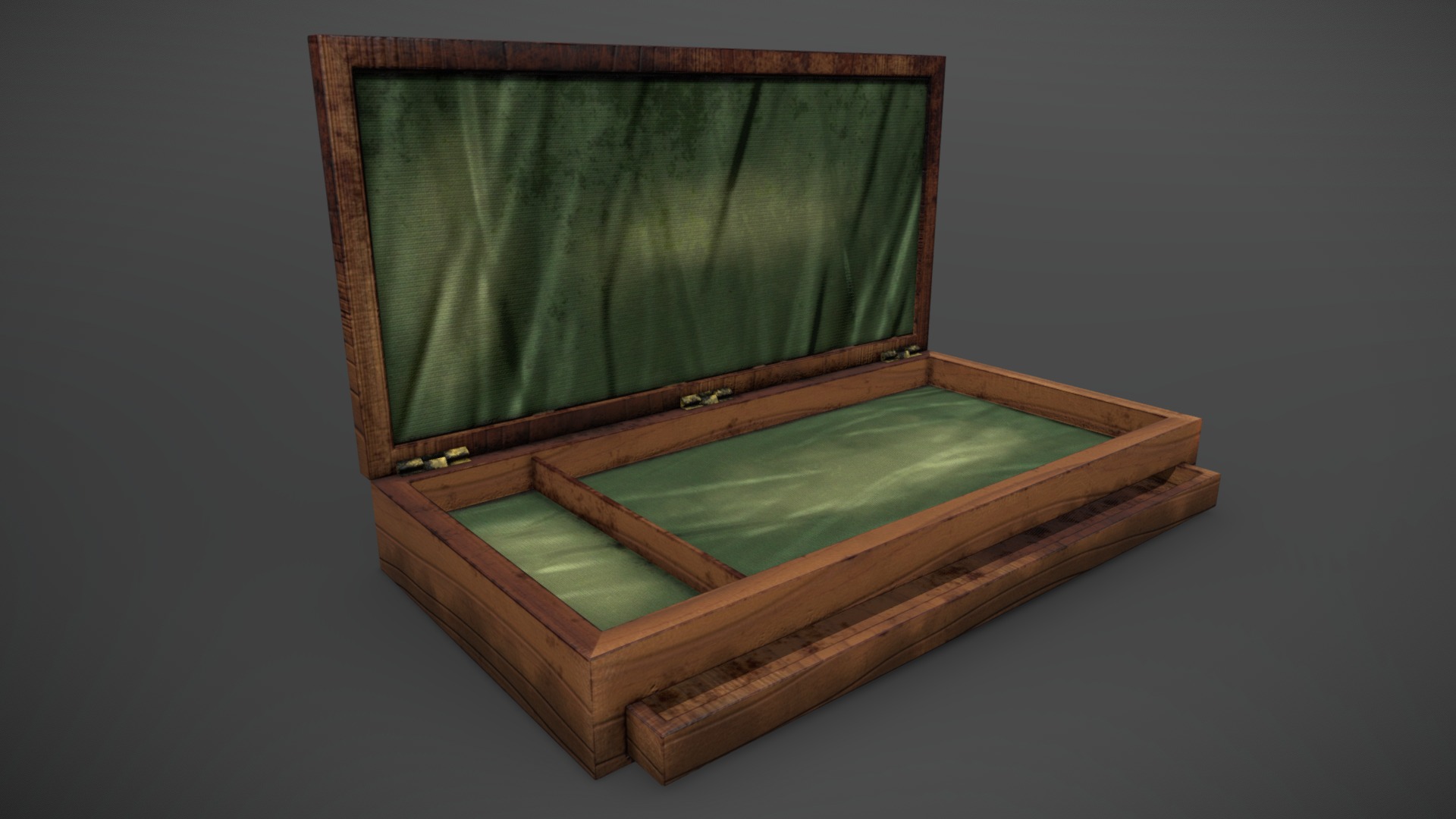 3D model Old Medical Box - This is a 3D model of the Old Medical Box. The 3D model is about a wooden box with a green screen.