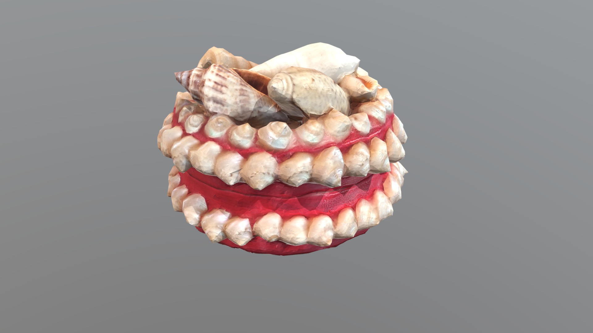 3D model Box With Seashells - This is a 3D model of the Box With Seashells. The 3D model is about a plate of food.