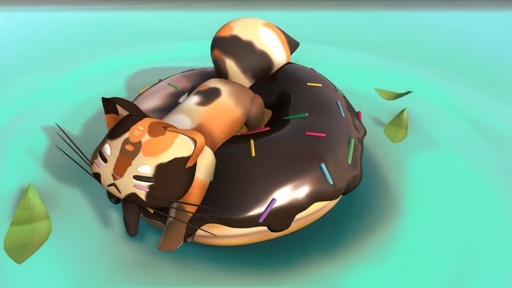 Relaxed Donut Cat 3D Model