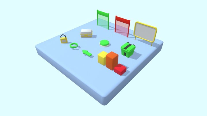 Low Poly Mobile Game Level Items 3D Model