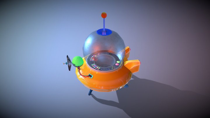 Retro Spaceship stilyzed hand painted 3D Model