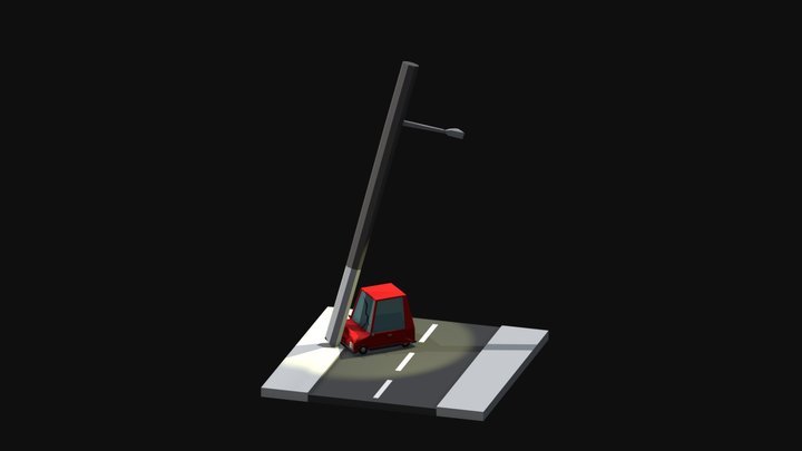Street Pole Accident 3D Model