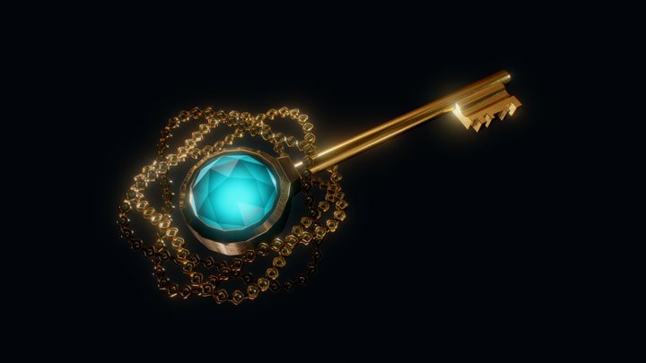 Fantasy Golden Key 3D Model