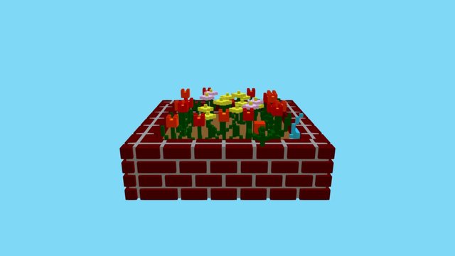 Brick flower bed - Weekly Voxels 3D Model