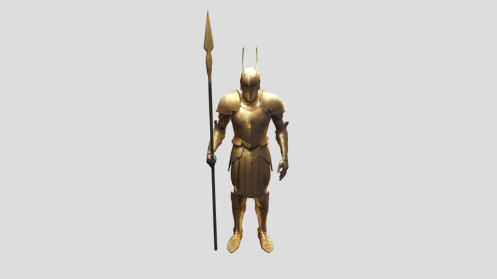 A_tall_faceless_warrior_with_golden_armour 3D Model