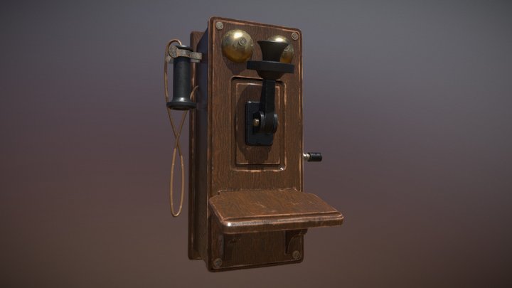 Antique wall telephone 3D Model