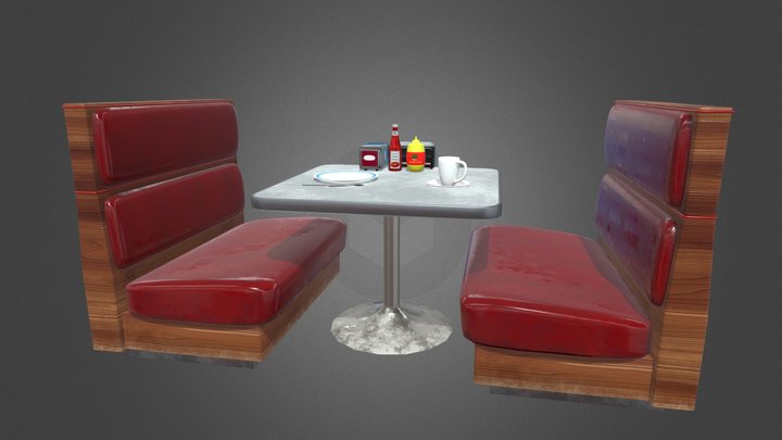 Restaurant Table with Chairs 3D Model