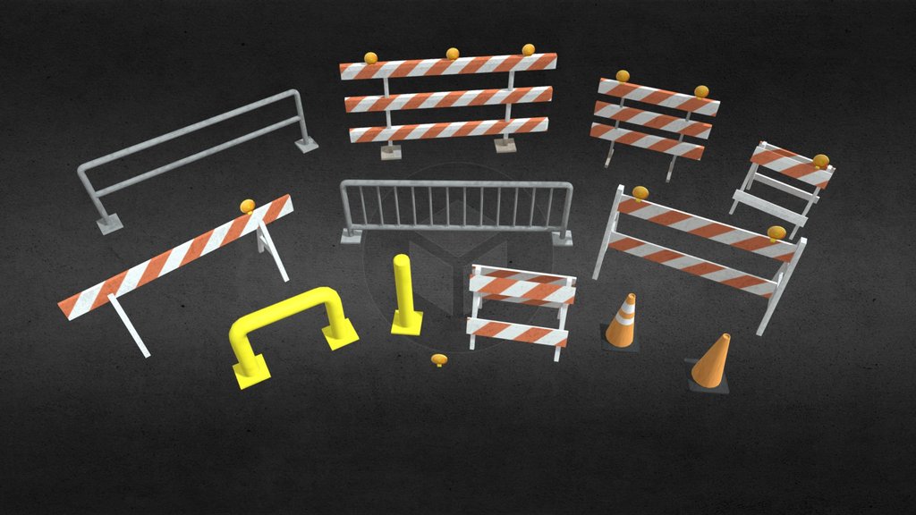 Barricade Set (low poly, game ready)
